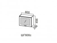Шкаф навесной горизонтальный со стеклом 600 ШГ600с-456 456х600х296мм Прованс