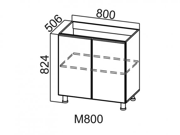 Стол-рабочий под мойку М800 Модус СВ 800х824х506